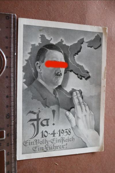 alte Postkarte - Wahlkampf - Portrait Adolf Hitler und das Deutsche Reich - 1938